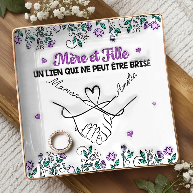 Vide-Poche À Bijoux Personnalisé – Cadeau Pour Maman – Un Lien Qui Ne Peut Être Brisé, Mère et Fille