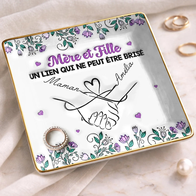 Vide-Poche À Bijoux Personnalisé – Cadeau Pour Maman – Un Lien Qui Ne Peut Être Brisé, Mère et Fille