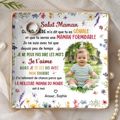 Vide-Poche À Bijoux Personnalisé Avec Photo – Cadeau Personnalisé Jeune Maman – Le Plus Beau rôle Commence Aujourd’hui
