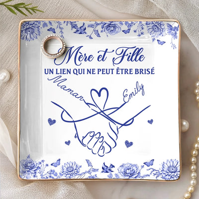 Vide-Poche À Bijoux Personnalisé – Cadeau Pour Maman – Un Amour Indestructible Entre Mère et Fille