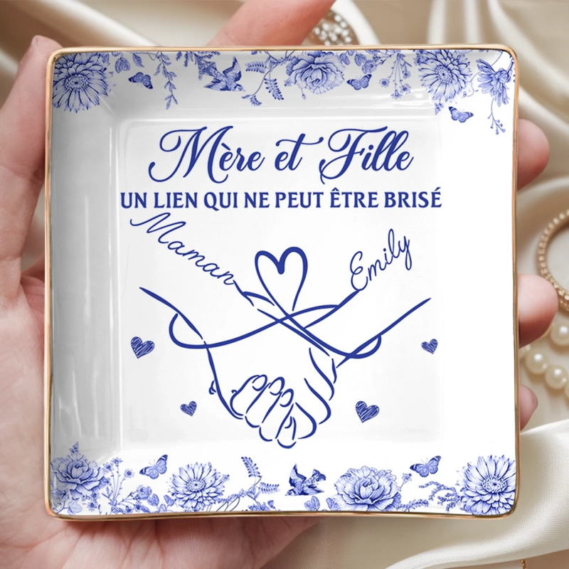 Vide-Poche À Bijoux Personnalisé – Cadeau Pour Maman – Un Amour Indestructible Entre Mère et Fille