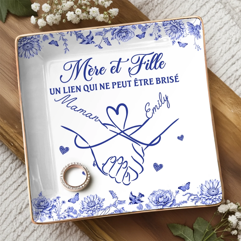 Vide-Poche À Bijoux Personnalisé – Cadeau Pour Maman – Un Amour Indestructible Entre Mère et Fille