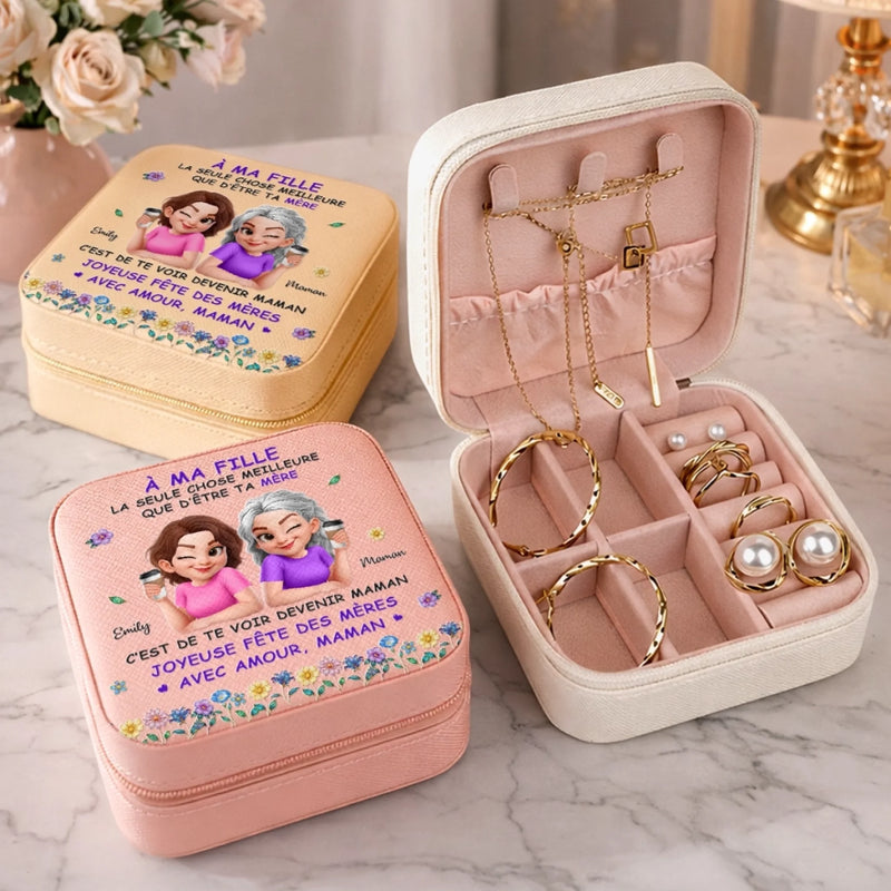 Boîte à Bijoux Carrée Personnalisée – Cadeau pour Fille – Pour toi, ma fille