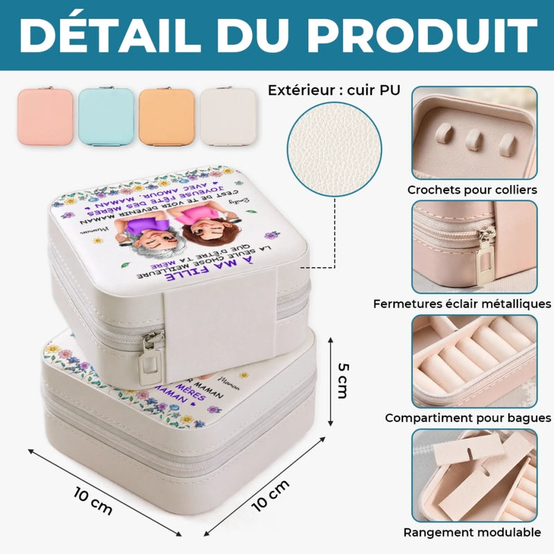 Boîte à Bijoux Carrée Personnalisée – Cadeau pour Fille – Pour toi, ma fille