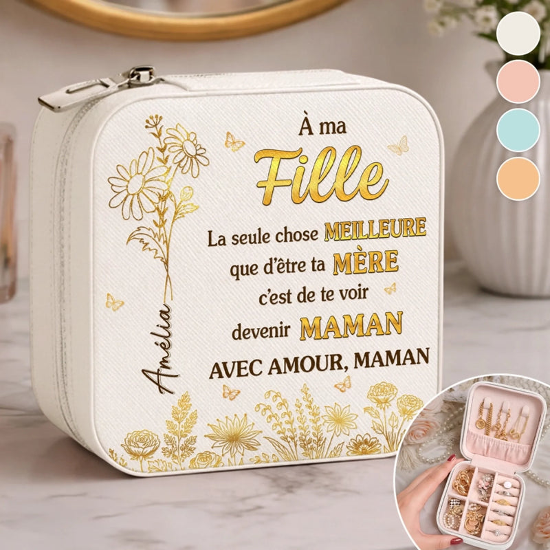 Boîte à Bijoux Carrée Personnalisée – Cadeau pour Fille – Toujours dans mon cœur