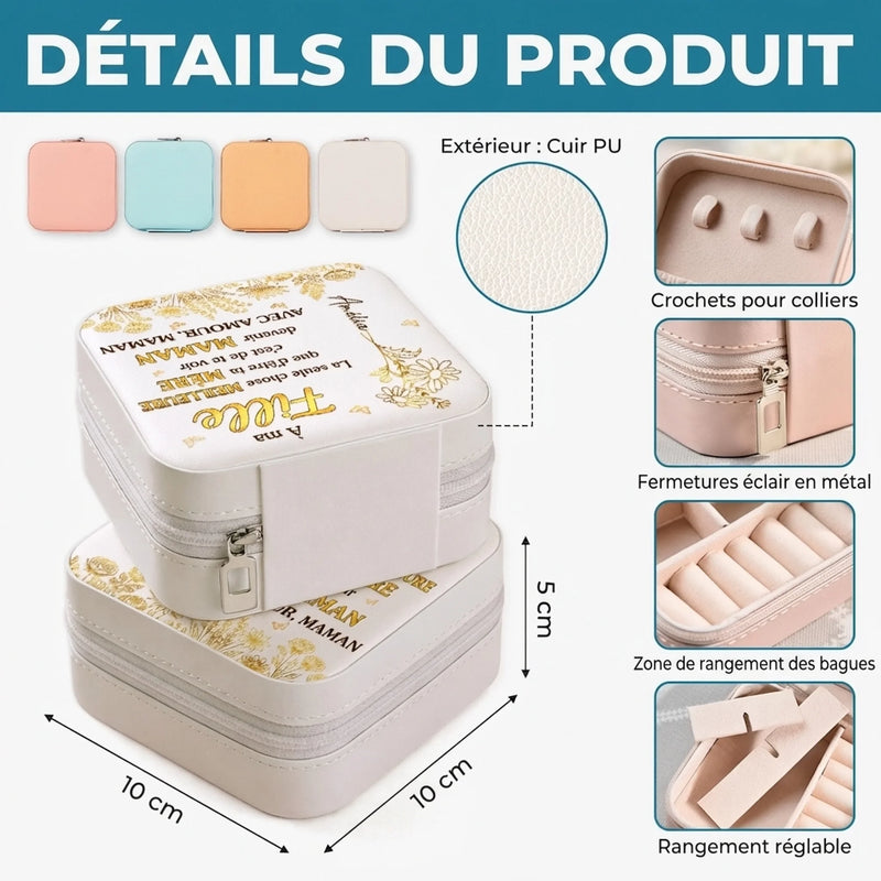 Boîte à Bijoux Carrée Personnalisée – Cadeau pour Fille – Toujours dans mon cœur