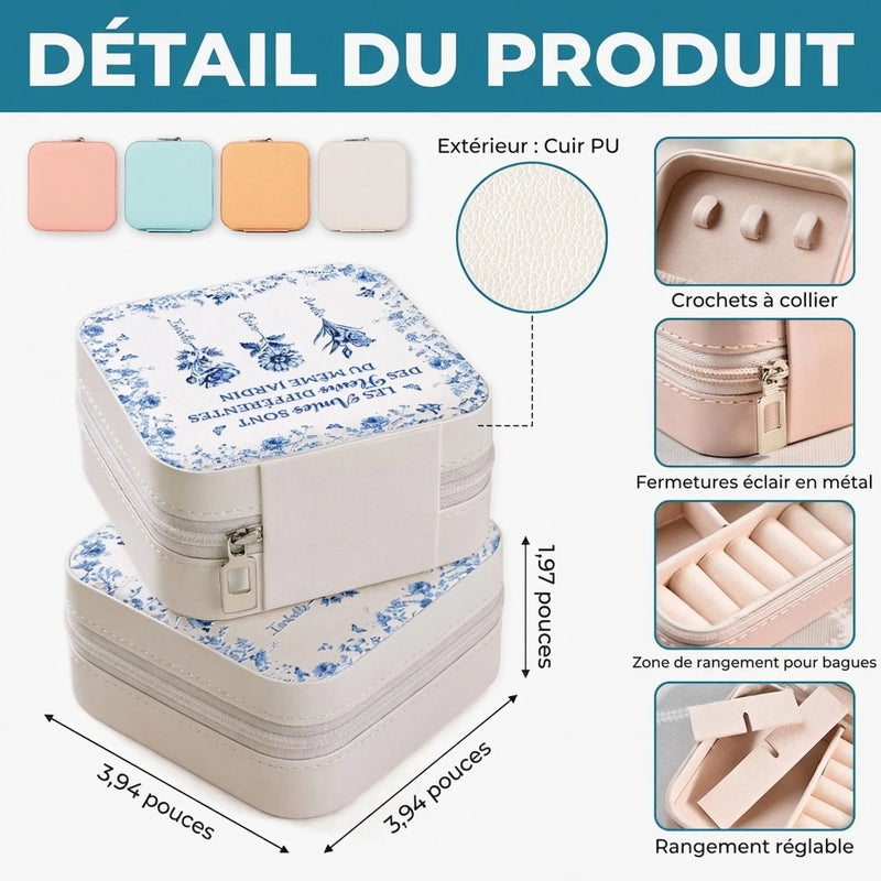 Boîte à Bijoux Carrée Personnalisée – Cadeau pour Amies, Sœurs – Amies pour la vie