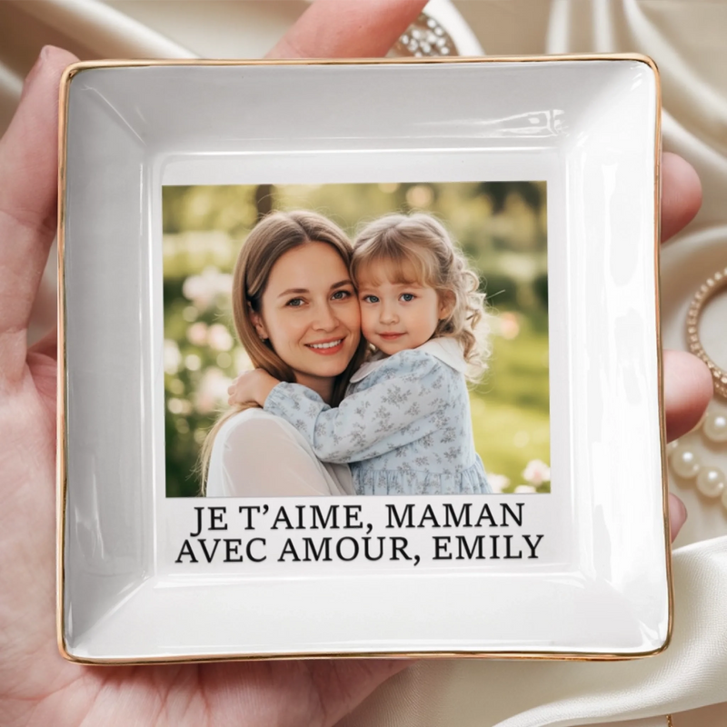 Vide-Poche À Bijoux Personnalisé Avec Photo – Cadeau Pour Maman – Maman, Ty Es La Pièce Qui Nous Rassemble