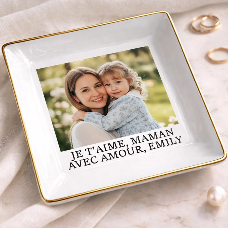 Vide-Poche À Bijoux Personnalisé Avec Photo – Cadeau Pour Maman – Maman, Ty Es La Pièce Qui Nous Rassemble