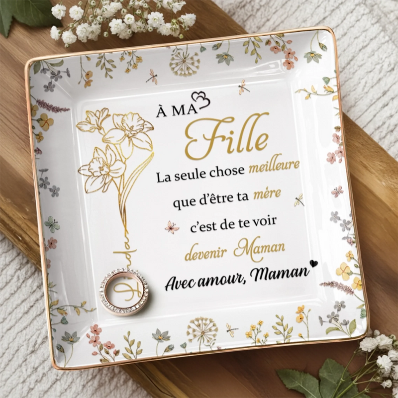 Vide-Poche À Bijoux Personnalisé – Cadeau Pour Fille – À Ma Fille, Avec Tout Mon Amour Maman