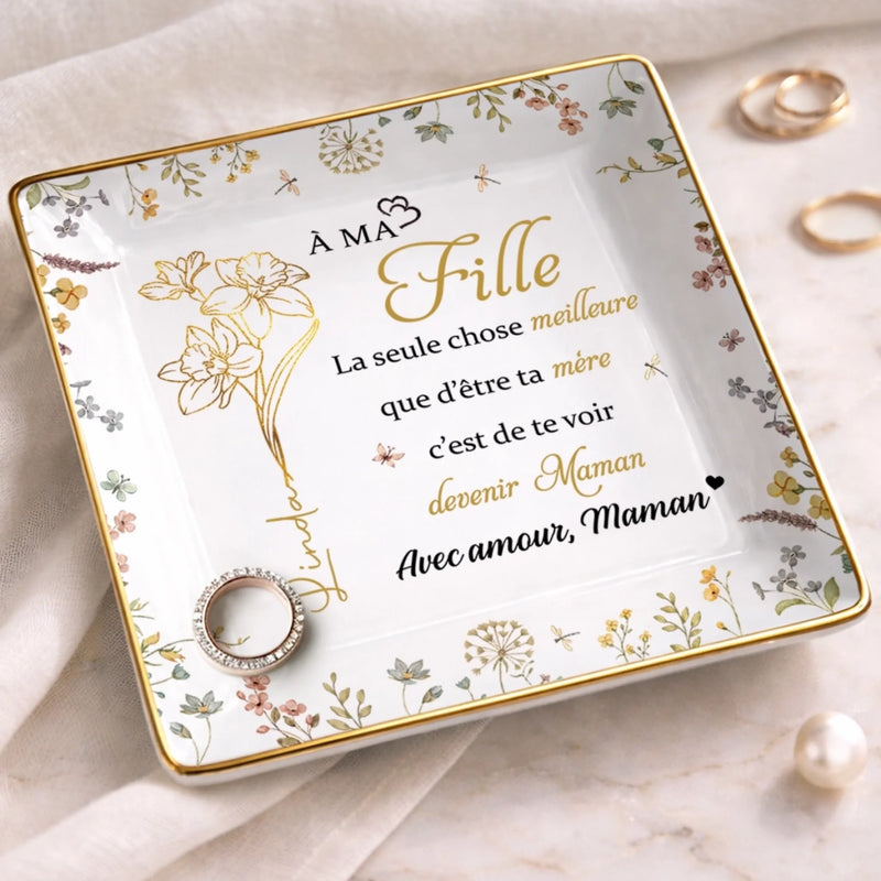 Vide-Poche À Bijoux Personnalisé – Cadeau Pour Fille – À Ma Fille, Avec Tout Mon Amour Maman