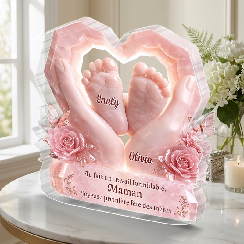 Plaque Acrylique Personnalisée - Cadeau Fête des Mères Pour Jeune Maman - Bonne Nouvelle Maman
