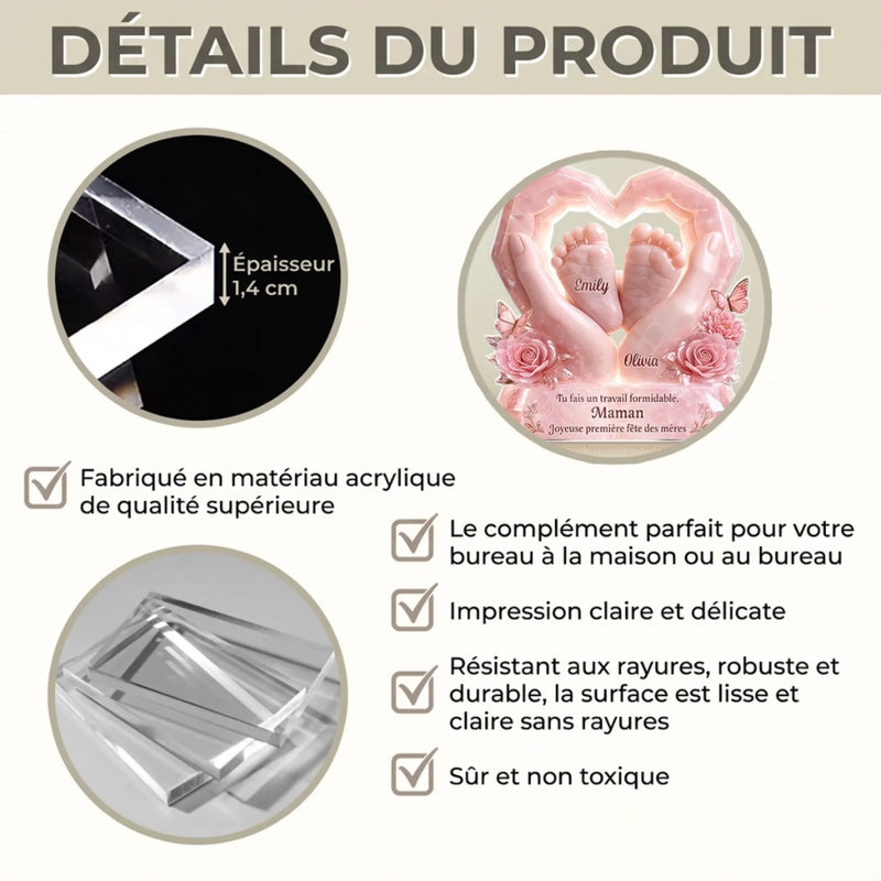 Plaque Acrylique Personnalisée - Cadeau Fête des Mères Pour Jeune Maman - Bonne Nouvelle Maman
