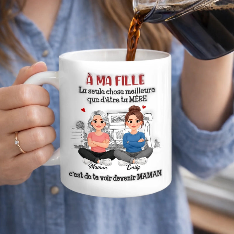 Mug Personnalisé À Effet Imprimé 3D Gonflé - Cadeau Pour Fille - D'être Ta Mère et Père Est le Plus Beau Cadeau