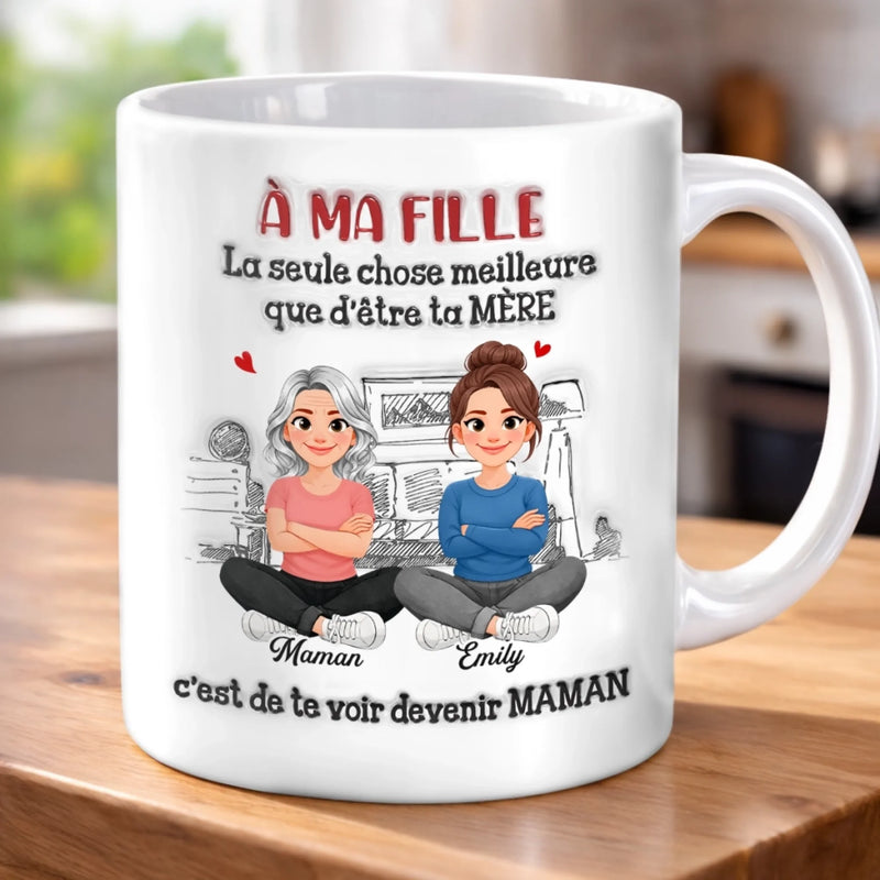 Mug Personnalisé À Effet Imprimé 3D Gonflé - Cadeau Pour Fille - D'être Ta Mère et Père Est le Plus Beau Cadeau