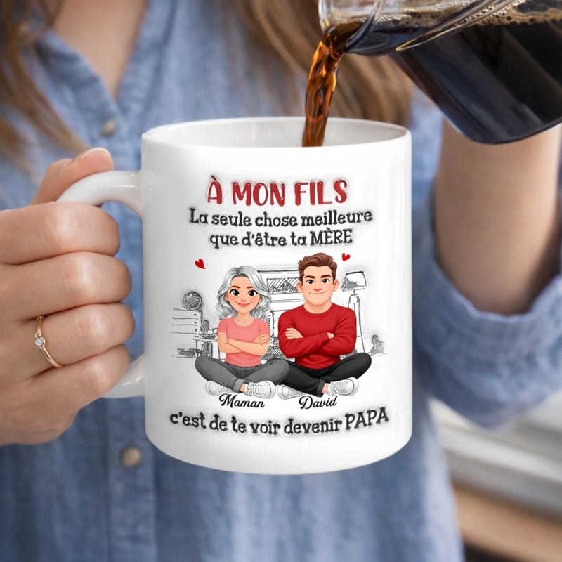 Mug Personnalisé À Effet Imprimé 3D Gonflé – Cadeau Pour Fils – À Notre Fils, Tu es Notre Plus Grande Fierté