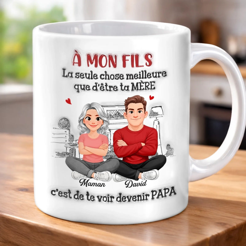 Mug Personnalisé À Effet Imprimé 3D Gonflé – Cadeau Pour Fils – À Notre Fils, Tu es Notre Plus Grande Fierté