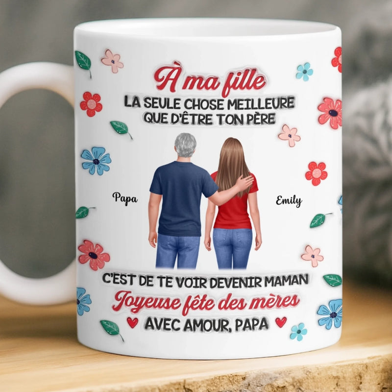 Mug Personnalisé À Effet Imprimé 3D Gonflé –  Cadeau Fête des Mères Pour Fille – C'est De Te Voir Devenir Maman