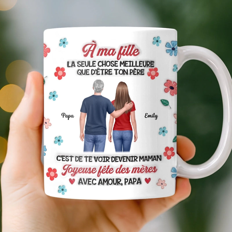 Mug Personnalisé À Effet Imprimé 3D Gonflé –  Cadeau Fête des Mères Pour Fille – C'est De Te Voir Devenir Maman