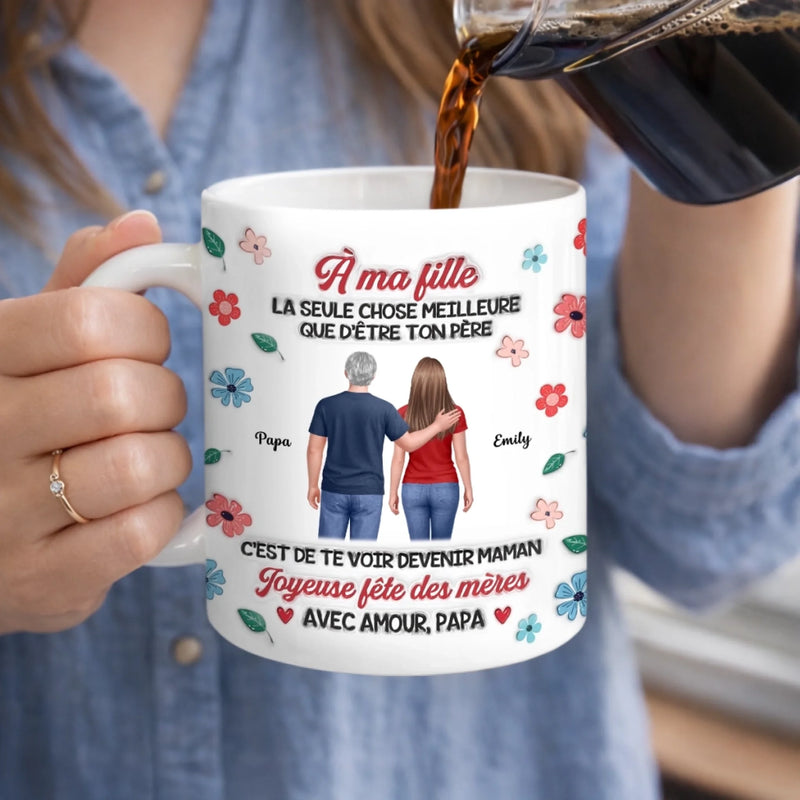Mug Personnalisé À Effet Imprimé 3D Gonflé –  Cadeau Fête des Mères Pour Fille – C'est De Te Voir Devenir Maman