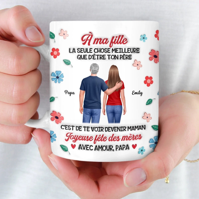 Mug Personnalisé À Effet Imprimé 3D Gonflé –  Cadeau Fête des Mères Pour Fille – C'est De Te Voir Devenir Maman