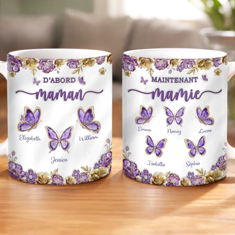 Mug Personnalisé À Effet Imprimé 3D Gonflé -  Cadeau Pour Mamie - Du Cœur de Maman au Cœur de Mamie