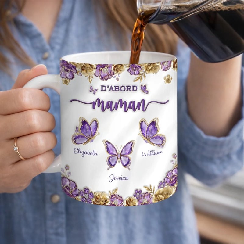 Mug Personnalisé À Effet Imprimé 3D Gonflé -  Cadeau Pour Mamie - Du Cœur de Maman au Cœur de Mamie