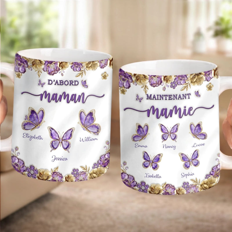 Mug Personnalisé À Effet Imprimé 3D Gonflé -  Cadeau Pour Mamie - Du Cœur de Maman au Cœur de Mamie