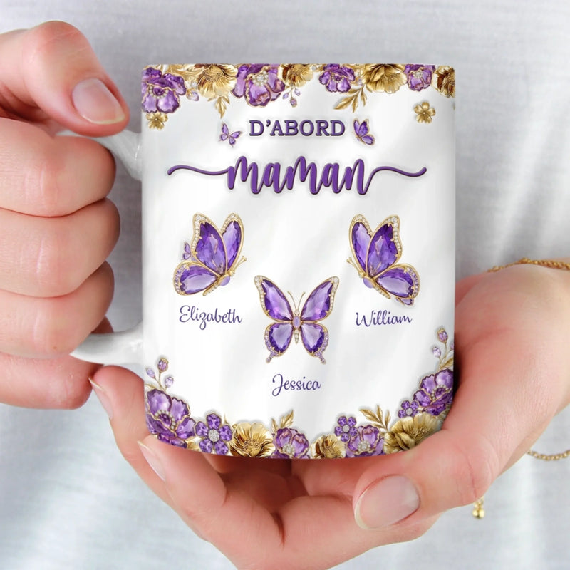 Mug Personnalisé À Effet Imprimé 3D Gonflé -  Cadeau Pour Mamie - Du Cœur de Maman au Cœur de Mamie