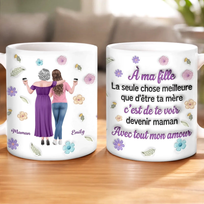 Mug Personnalisé À Effet Imprimé 3D Gonflé -  Cadeau Pour Fille - Une Nouvelle Vie Commence