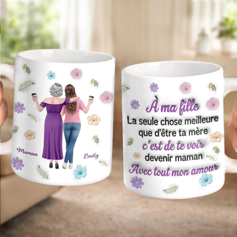 Mug Personnalisé À Effet Imprimé 3D Gonflé -  Cadeau Pour Fille - Une Nouvelle Vie Commence