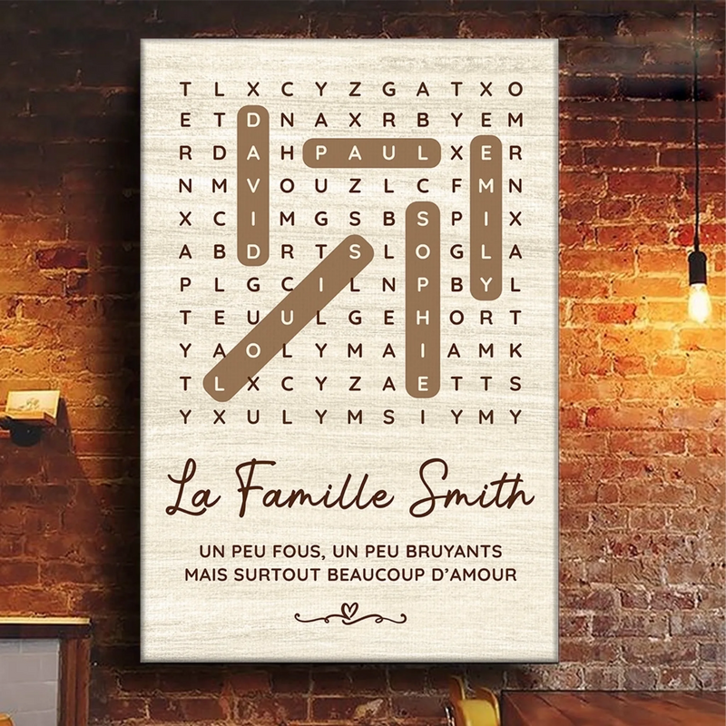 Toile Verticale Personnalisée – Cadeau Pour Famille – Un Peu Fous, Mais Surtout Beaucoup D'amour