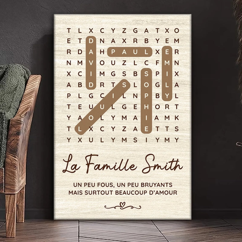 Toile Verticale Personnalisée – Cadeau Pour Famille – Un Peu Fous, Mais Surtout Beaucoup D'amour