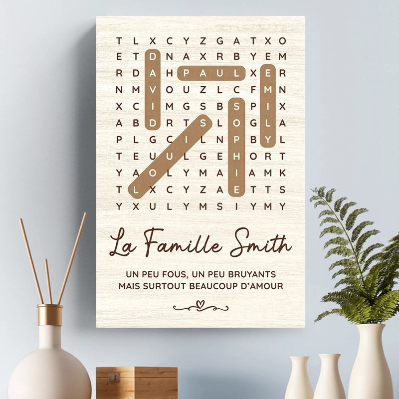 Toile Verticale Personnalisée – Cadeau Pour Famille – Un Peu Fous, Mais Surtout Beaucoup D'amour