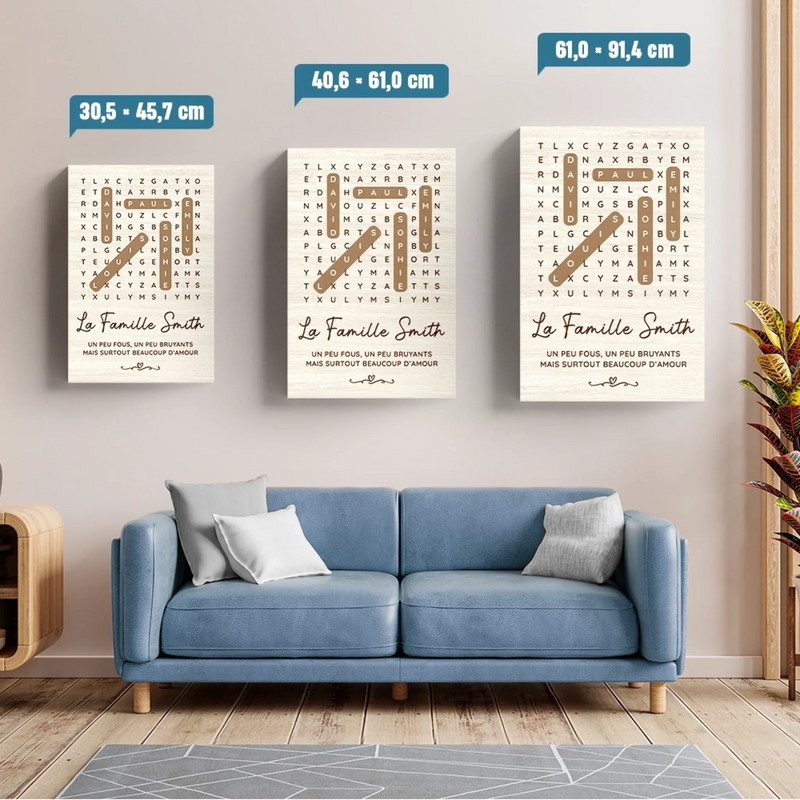 Toile Verticale Personnalisée – Cadeau Pour Famille – Un Peu Fous, Mais Surtout Beaucoup D'amour