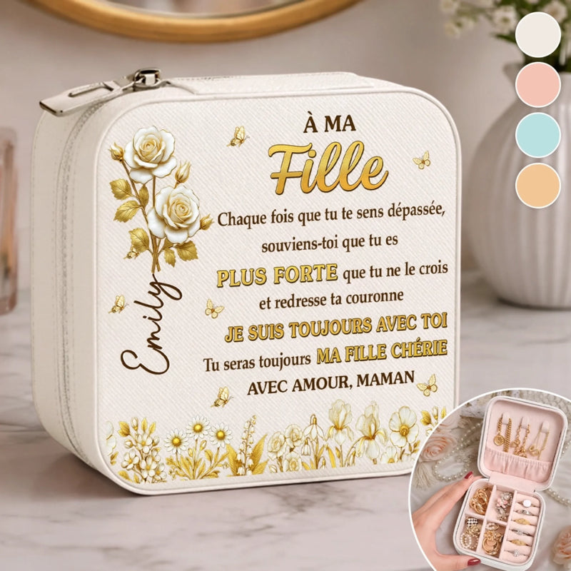 Boîte à Bijoux Carrée Personnalisée – Cadeau pour Fille – Souviens-toi Que Tu Es Plus Forte Que Tu Ne Le Crois