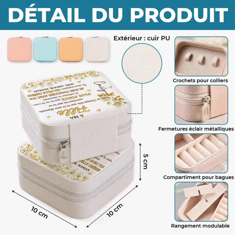 Boîte à Bijoux Carrée Personnalisée – Cadeau pour Fille – Souviens-toi Que Tu Es Plus Forte Que Tu Ne Le Crois