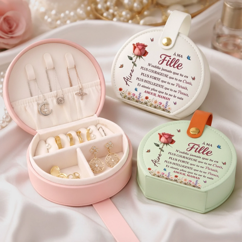 Boîte à Bijoux avec Poignée Personnalisée – Cadeau pour Fille  – N'oublie Que Tu Es Aimée Plus Que Tu Ne Le Sais