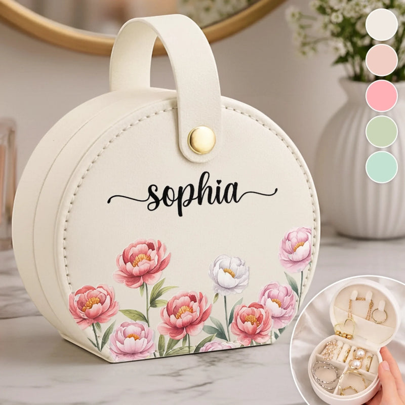 Boîte à Bijoux avec Poignée Personnalisée – Cadeau pour Famille  – Tu Es Aussi Belle Que Les Fleurs, Chaque Jour