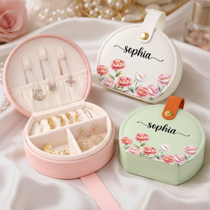 Boîte à Bijoux avec Poignée Personnalisée – Cadeau pour Famille  – Tu Es Aussi Belle Que Les Fleurs, Chaque Jour