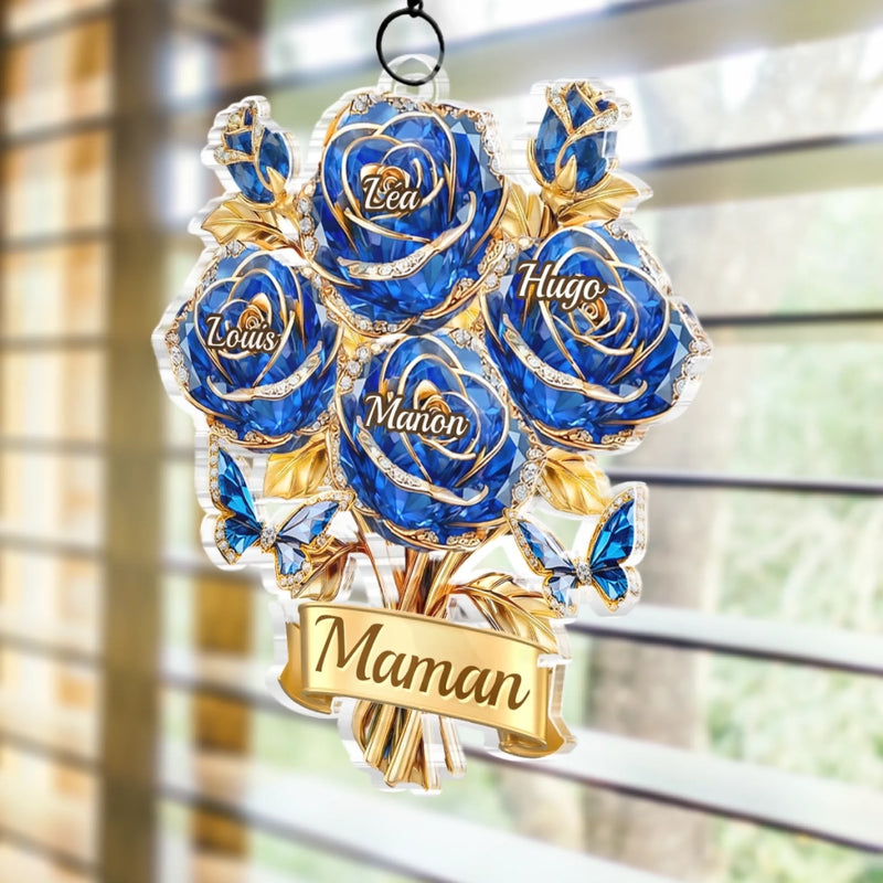 Ornement Suncatcher de Fenêtre Personnalisé – Cadeau Fête des Mères / Anniversaire pour Maman, Mamie – Le jardin éternel de maman