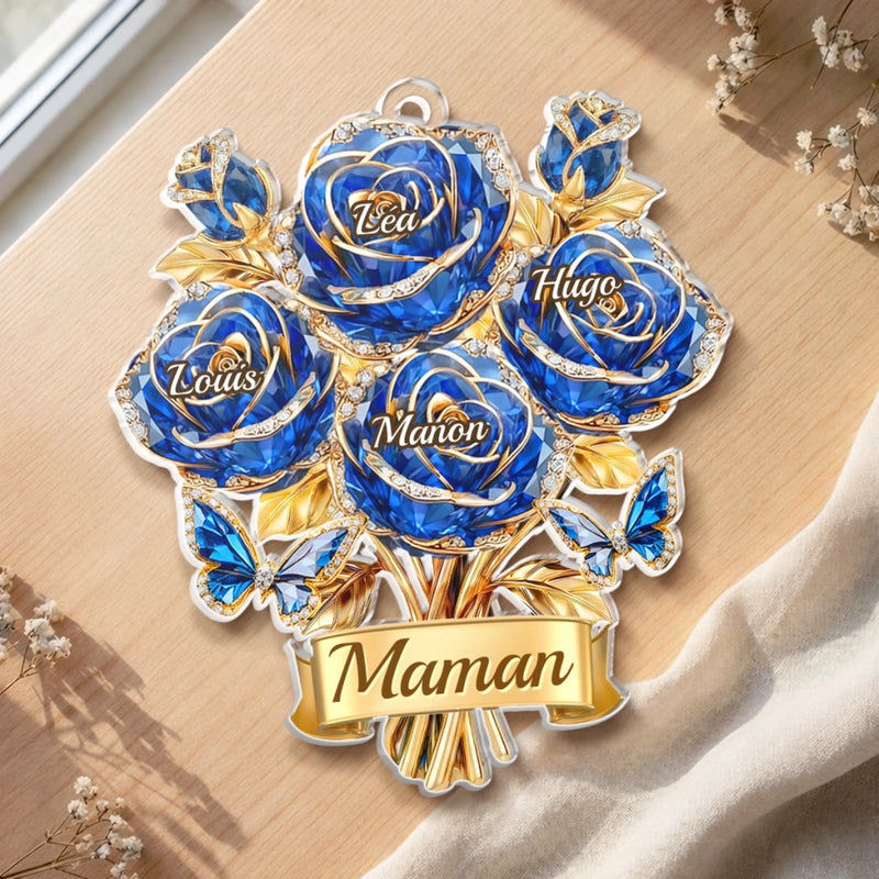 Ornement Suncatcher de Fenêtre Personnalisé – Cadeau Fête des Mères / Anniversaire pour Maman, Mamie – Le jardin éternel de maman