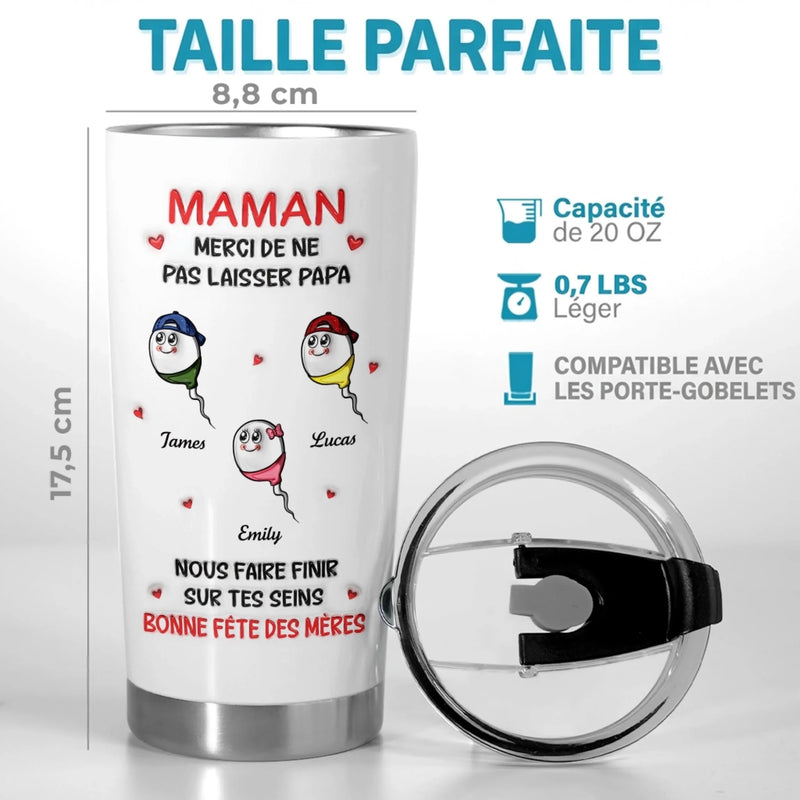 Gobelet Isotherme Personnalisé – Cadeau fête des mères Pour Maman – Merci De Ne Pas Laisser Papa