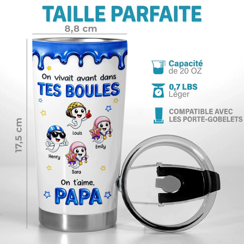 Gobelet Isotherme Personnalisé – Cadeau Pour Papa – Je Vivais Avant Dans Tes Boules