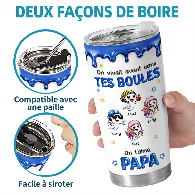 Gobelet Isotherme Personnalisé – Cadeau Pour Papa – Je Vivais Avant Dans Tes Boules
