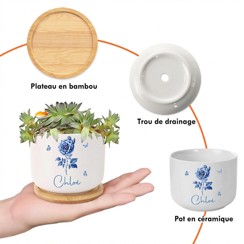 Pot de Fleurs en Céramique Personnalisé – Cadeau pour Fille – Quel Bonheur De Te Voir Devenue Maman