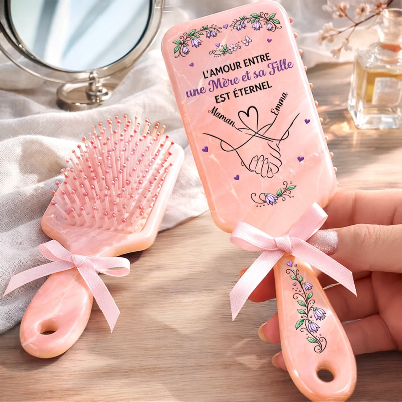Brosse à Cheveux Plate Personnalisée – Cadeau pour Maman – Le Lien Entre Une Mère Et Sa Fille