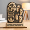 Plaque en Bois 2 Couches Personnalisée avec Support – Cadeau Fête des Pères pour Papa, Papi – Tes pas ont guidé notre chemin