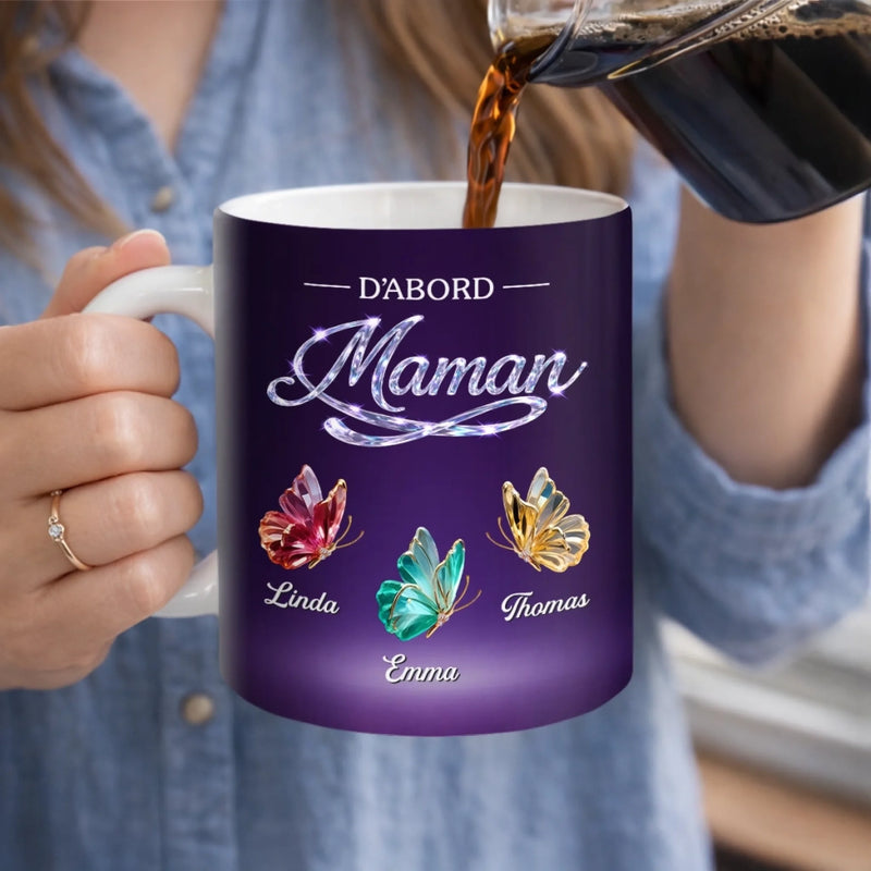 Mug Personnalisé À Effet Imprimé 3D Gonflé -  Cadeau Pour Mamie - D'abord Mère, Maintenant Mamie