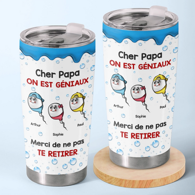 Gobelet Isotherme Personnalisé – Cadeau Fête des Pères Pour Papa – Cher Papa, Je Suis Génial